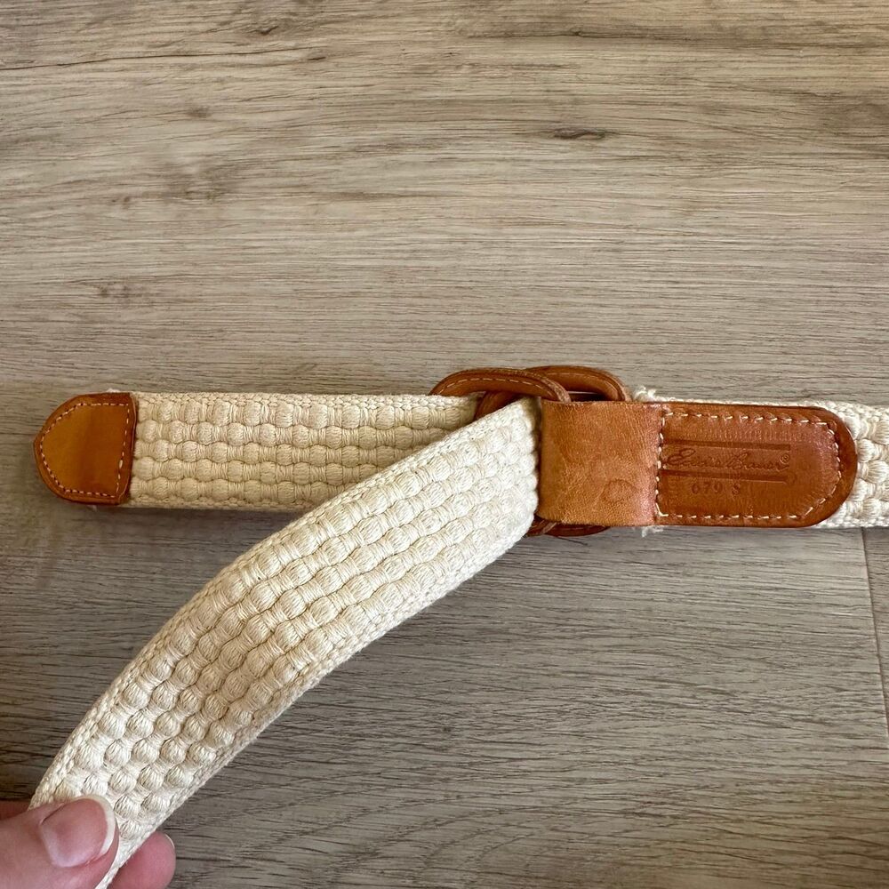 Vintage 1990’s Eddie Bauer Fisherman’s Rope & Tan Leather Loop Belt Size Small - Picture 3 of 7